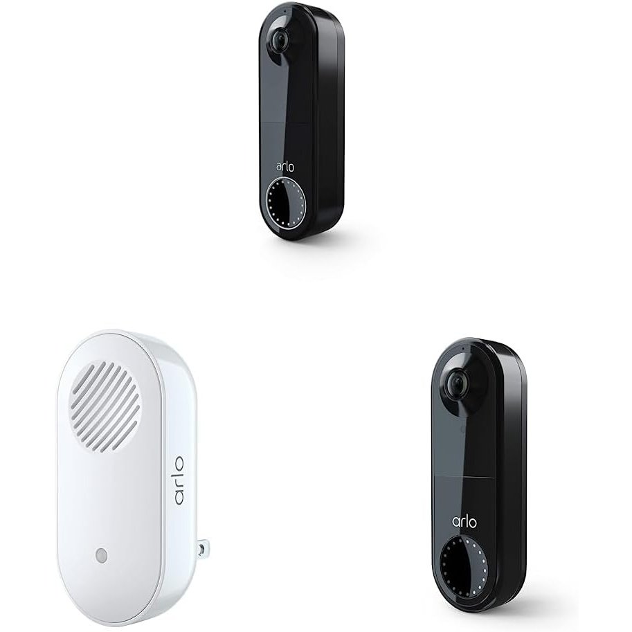 Arlo Essential Video Doorbell Wire-Free - HD Video, 180° View, Night Vision, 2 Way Audio, Direct to Wi-Fi No Hub Needed, Wire Free or Wired, Black - AVD2001B, 1 Count (Pack of 1)