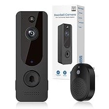 Doorbell Camera Wireless, Smart Video Cam with Chime Ringer, AI Human Detection, Two Way Audio, HD Live View, Night Vision, 2.4G WiFi Only, Cloud Storage, Indoor Outdoor Surveillance