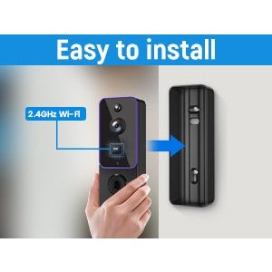 Doorbell Camera Wireless, Smart Video Cam with Chime Ringer, AI Human Detection, Two Way Audio, HD Live View, Night Vision, 2.4G WiFi Only, Cloud Storage, Indoor Outdoor Surveillance