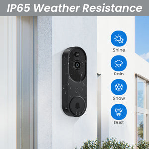 1080P Smart Video Doorbell Included Ring Chime, Wide-Angle Lens, Battery Powered, 2 Way Audio, Night Vision, Human Detection, Security Camera Wireless for Indoor/Outdoor Surveillance