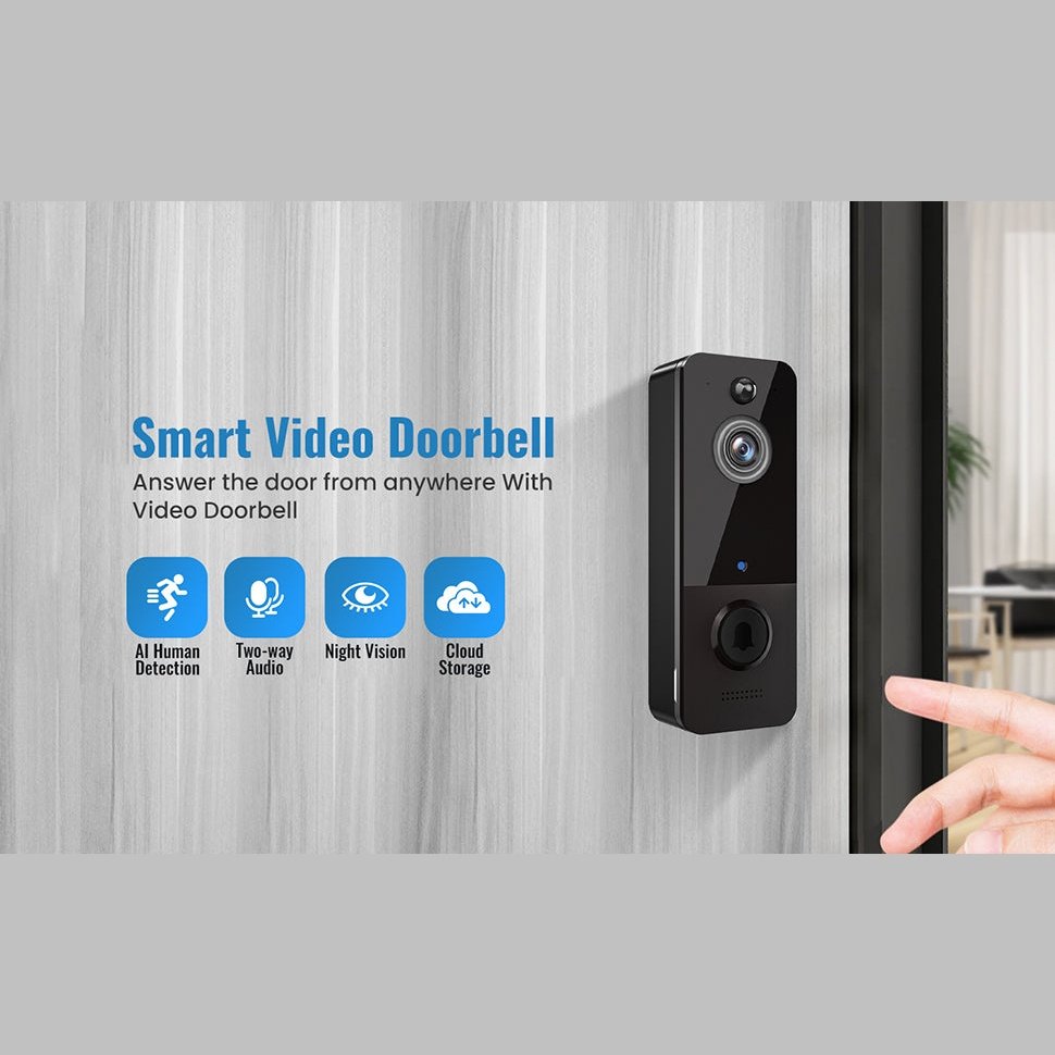 Video Doorbell Camera Wireless, 2-Way Audio Included Chime Ring, AI Human Detection, Live View, 2.4G Wi-Fi, Motion Alerts, Night Vision, Cloud Storage, Indoor/Outdoor Surveillance Cam